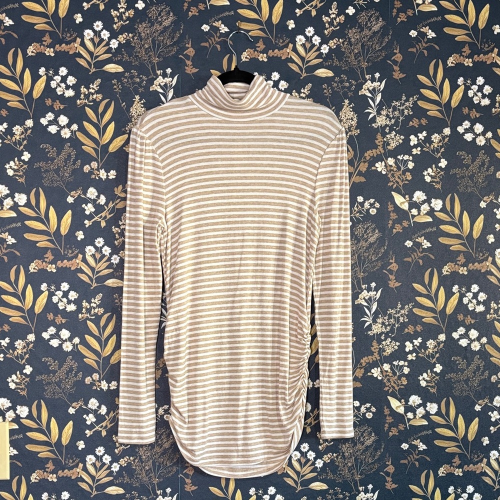 GAP Maternity Beige Striped Long Sleeve Turtleneck Size M